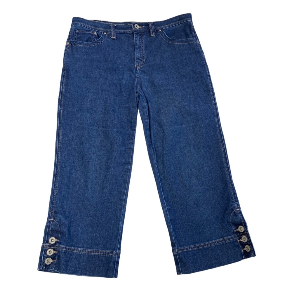 Fresh Produce Stretch Cropped Jeans Women’s Size 6 Medium Wash Button Detail
